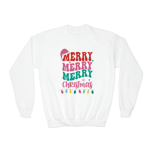 Merry Merry Merry Christmas Youth Crewneck Sweatshirt