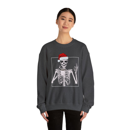 Coffee Drinking Skeleton Christmas Crewneck Sweatshirt