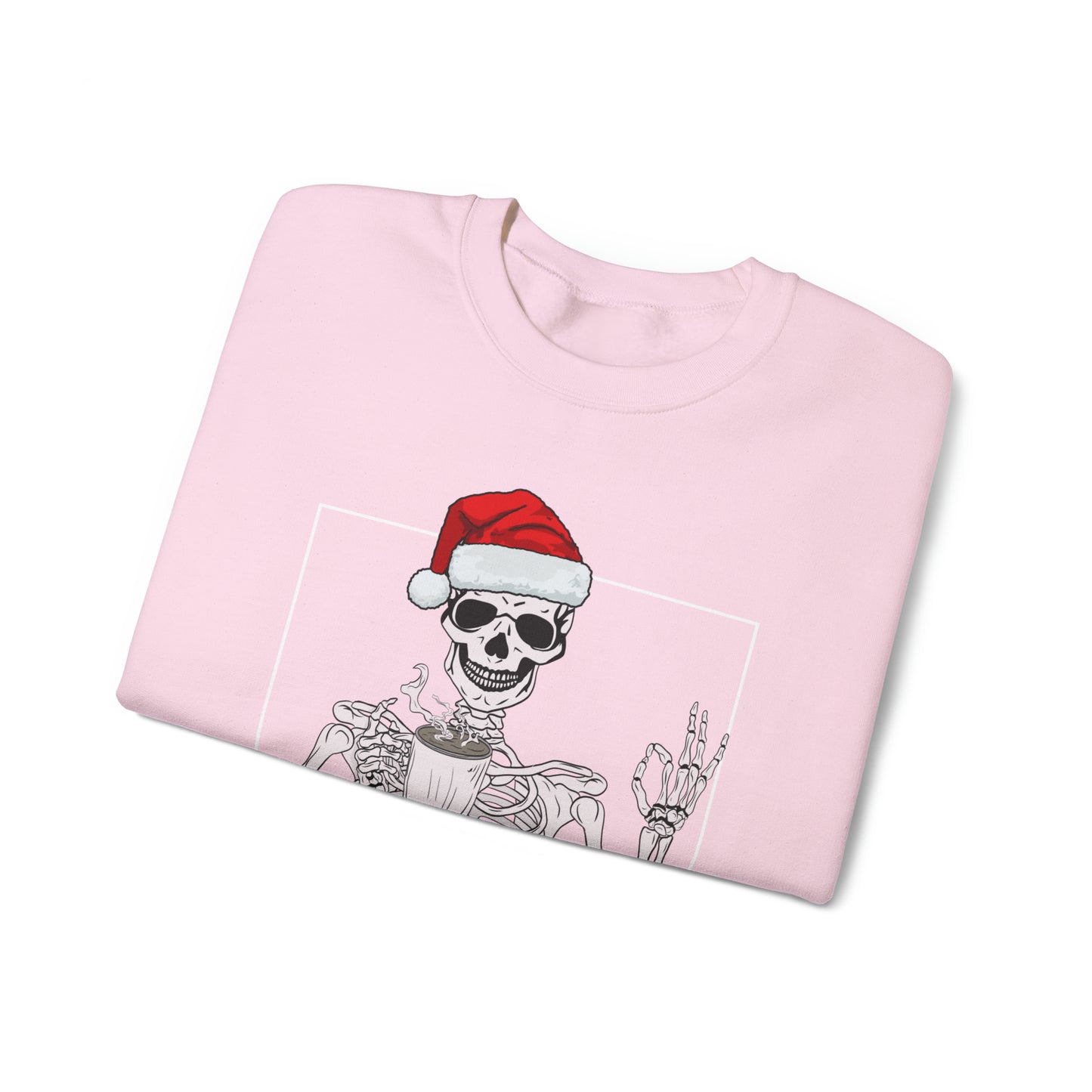 Coffee Drinking Skeleton Christmas Crewneck Sweatshirt