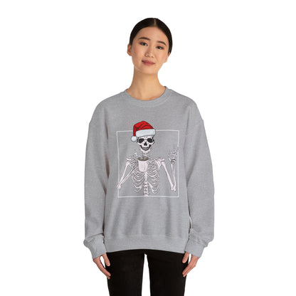 Coffee Drinking Skeleton Christmas Crewneck Sweatshirt