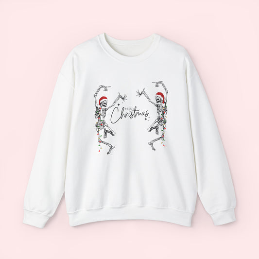 Merry Christmas Dancing Skeleton - Christmas Crewneck Sweatshirt